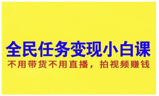 抖音全民任务变现小白课，不用带货不用直播，拍视频就能赚钱-小二项目网