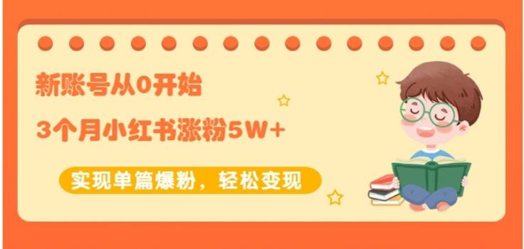 新账号从0开始3个月小红书涨粉5W 实现单篇爆粉，轻松变现（干货）-小二项目网