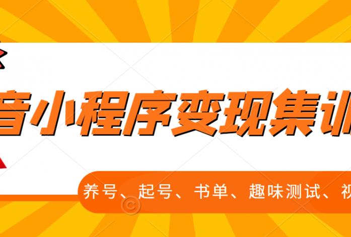 抖音小程序变现集训课，养号、起号、书单、趣味测试、视频剪辑，全套流程-小二项目网