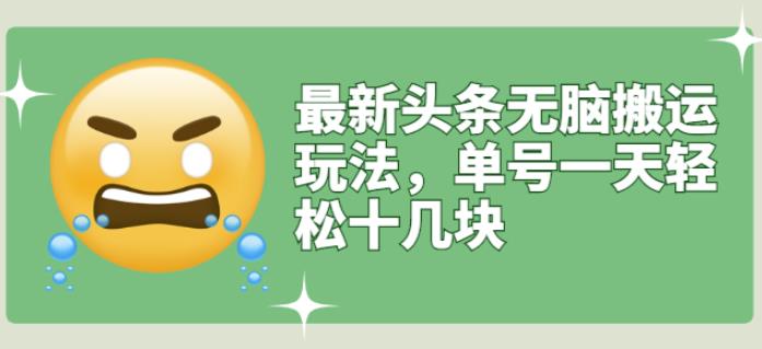 最新头条无脑搬运玩法，单号一天轻松十几块【视频教程 搬运软件】-小二项目网