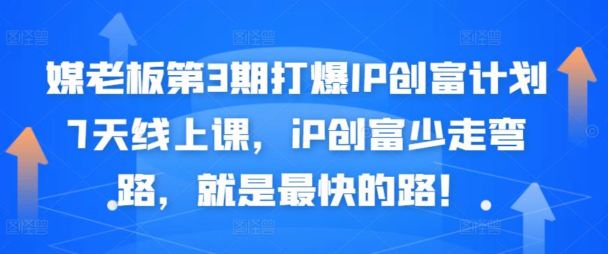 媒老板第3期打爆IP创富计划7天线上课，iP创富少走弯路，就是最快的路！-小二项目网