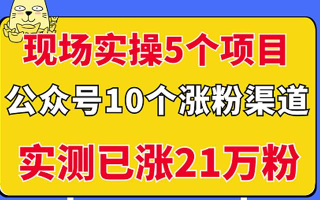 现场实操5个公众号项目，10个涨粉渠道，实测已涨21万粉！-小二项目网