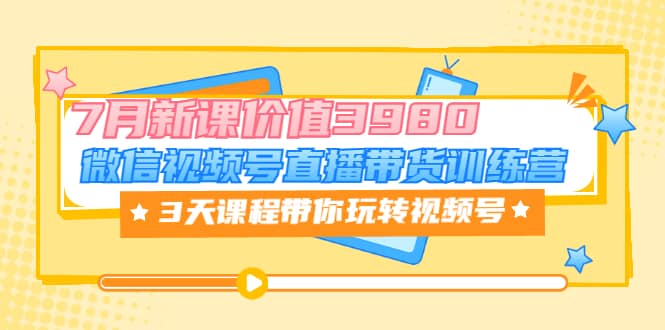 微信视频号直播带货训练营，3天课程带你玩转视频号：7月新课价值3980-小二项目网