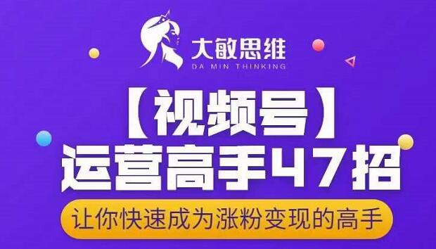 大敏思维-视频号运营高手47招，让你快速成为涨粉变现高手-小二项目网