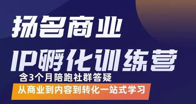 杨名商业IP孵化训练营，从商业到内容到转化一站式学 价值5980元-小二项目网