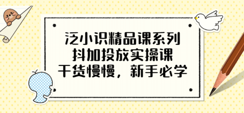 泛小识精品课系列：抖加投放实操课，干货慢慢，新手必学（12节视频课）-小二项目网