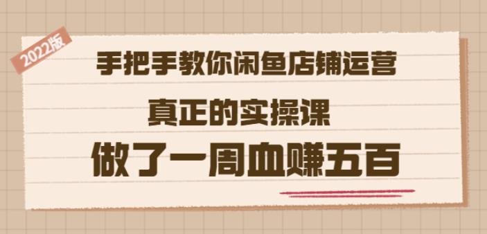 2022版《手把手教你闲鱼店铺运营》真正的实操课做了一周血赚五百(16节课)-小二项目网