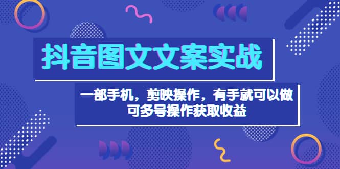 抖音图文毒文案实战：一部手机 剪映操作 有手就能做，单号日入几十 可多号-小二项目网