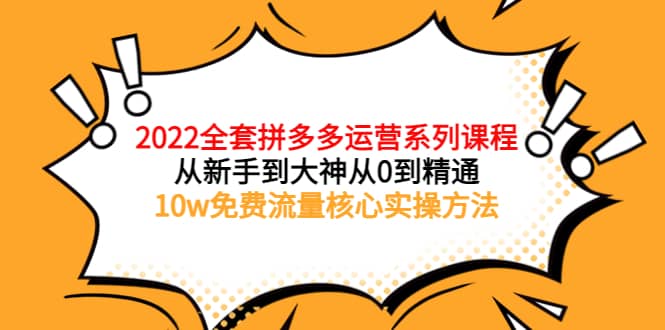 2022全套拼多多运营课程，从新手到大神从0到精通，10w免费流量核心实操方法-小二项目网