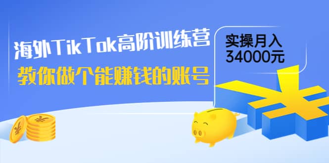 海外TikTok高阶训练营：教你做个能赚钱的账号，实操月入34000元！-小二项目网