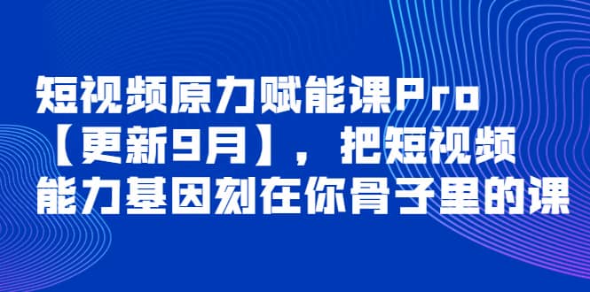 短视频原力赋能课Pro【更新9月】，把短视频能力基因刻在你骨子里的课-小二项目网