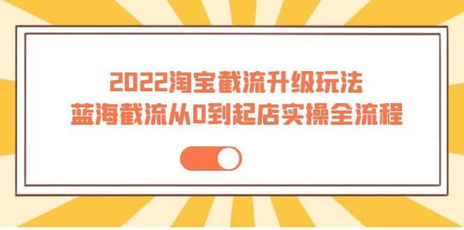 2022淘宝截流升级玩法：蓝海截流从0到起店实操全流程 价值千元-小二项目网