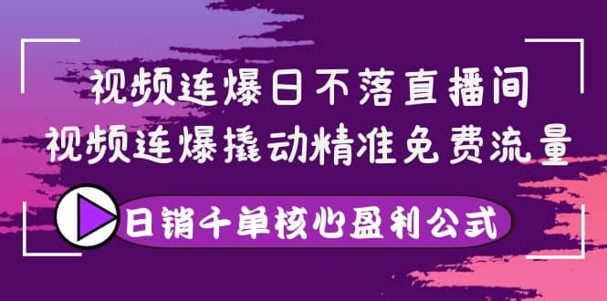 视频连爆日不落直播间，视频连爆撬动精准免费流量，日销千单核心盈利公式-小二项目网