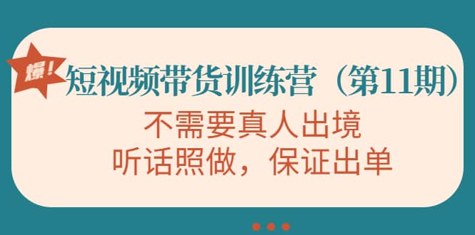 短视频带货训练营（第11期），不需要真人出境，听话照做，保证出单-小二项目网