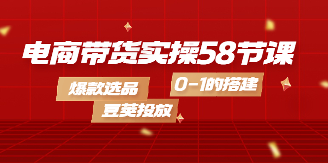 电商带货实操58节课，爆款选品，豆荚投放，0-1的搭建-小二项目网