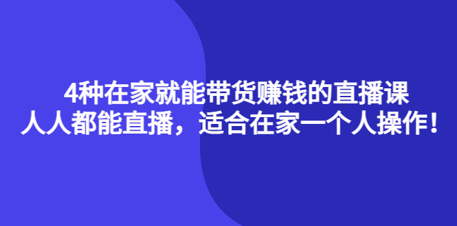 4种在家就能带货赚钱的直播课，人人都能直播，适合在家一个人操作！-小二项目网