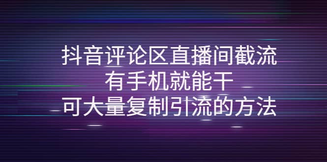 抖音评论区直播间截流，有手机就能干，可大量复制引流的方法-小二项目网