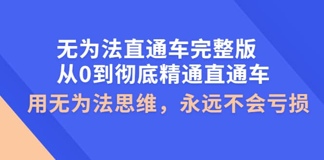 无为法直通车完整版：从0到彻底精通直通车，用无为法思维，永远不会亏损-小二项目网