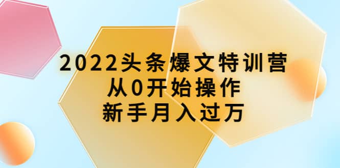 2022头条爆文特训营：从0开始操作，新手月入过万（16节课时）-小二项目网