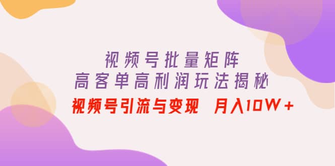 视频号批量矩阵的高客单高利润玩法揭秘-小二项目网