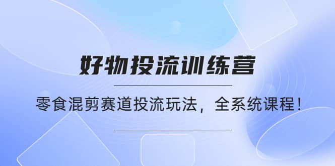 好物推广投流训练营：零食混剪赛道投流玩法，全系统课程-小二项目网