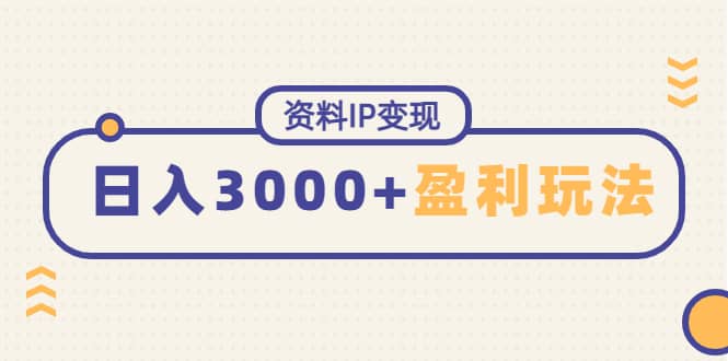 资料IP变现，持续性盈利玩法-小二项目网