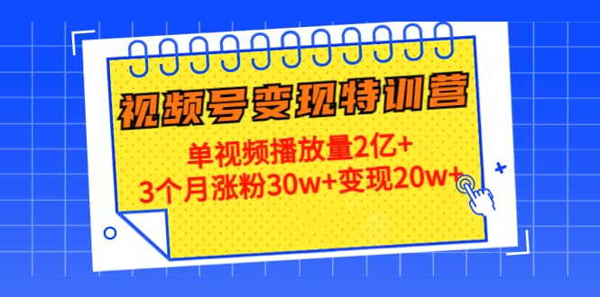 20天视频号变现特训营：单视频播放量2亿-小二项目网