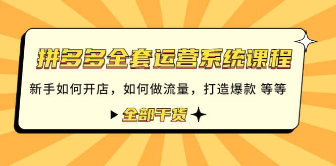 拼多多全套运营系统课程：新手如何开店 如何做流量 打造爆款 等等 全部干货-小二项目网