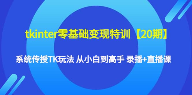 tkinter零基础变现特训【20期】系统传授TK玩法 从小白到高手 录播 直播课-小二项目网