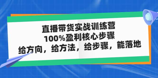 直播带货实战训练营：100%盈利核心步骤，给方向，给方法，给步骤，能落地-小二项目网