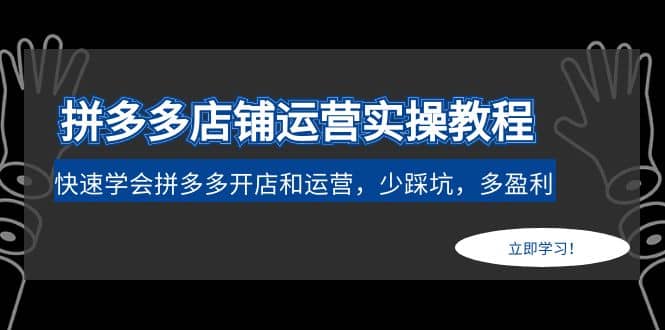 拼多多店铺运营实操教程：快速学会拼多多开店和运营，少踩坑，多盈利-小二项目网