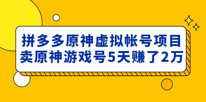 外面卖2980的拼多多原神虚拟帐号项目-小二项目网