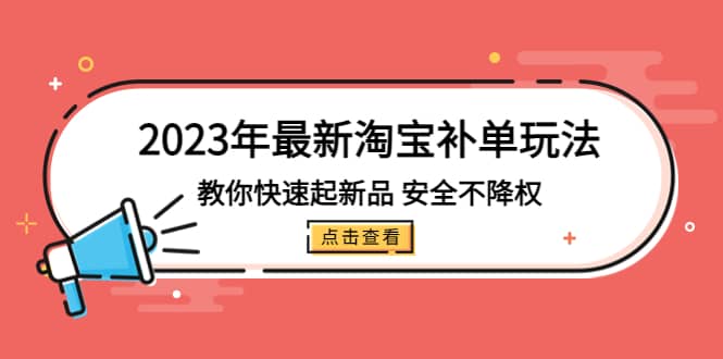 2023年最新淘宝补单玩法，教你快速起·新品，安全·不降权（18课时）-小二项目网