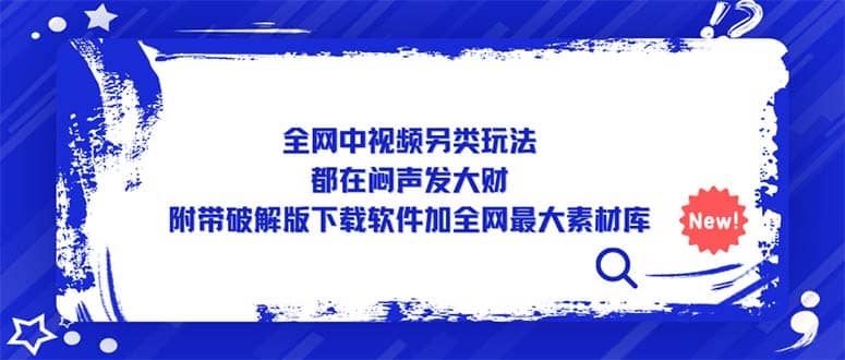 全网中视频另类玩法，都在闷声发大财，附带下载软件加全网最大素材库-小二项目网