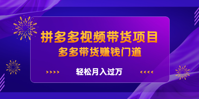 拼多多视频带货项目，多多带货赚钱门道 价值368元-小二项目网