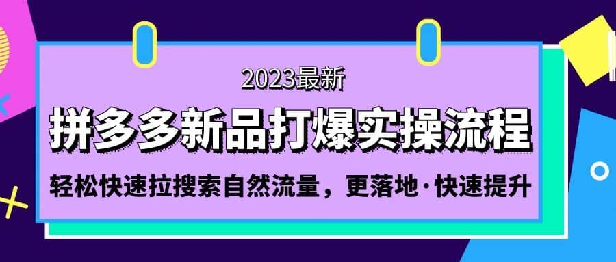 拼多多-新品打爆实操流程：轻松快速拉搜索自然流量，更落地·快速提升-小二项目网