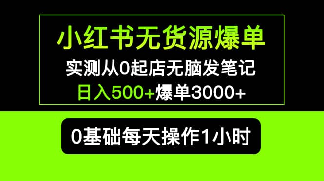 小红书无货源爆单 实测从0起店无脑发笔记爆单3000 长期项目可多店-小二项目网