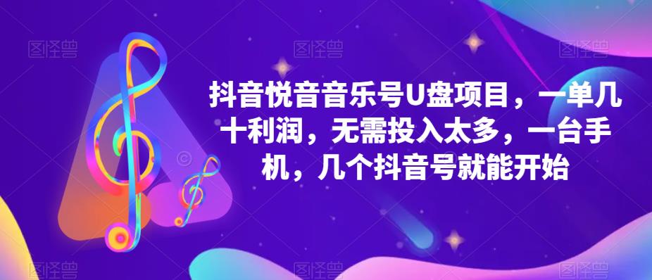 抖音音乐号U盘项目 一单几十利润 无需投入太多 一台手机 几个抖音号就开始-小二项目网