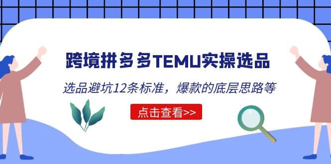 跨境拼多多TEMU实操选品运营方法，选品避坑12条标准，爆款的底层思路等-小二项目网