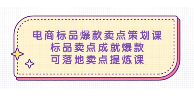 电商标品爆款卖点策划课，标品卖点成就爆款，可落地卖点提炼课-小二项目网