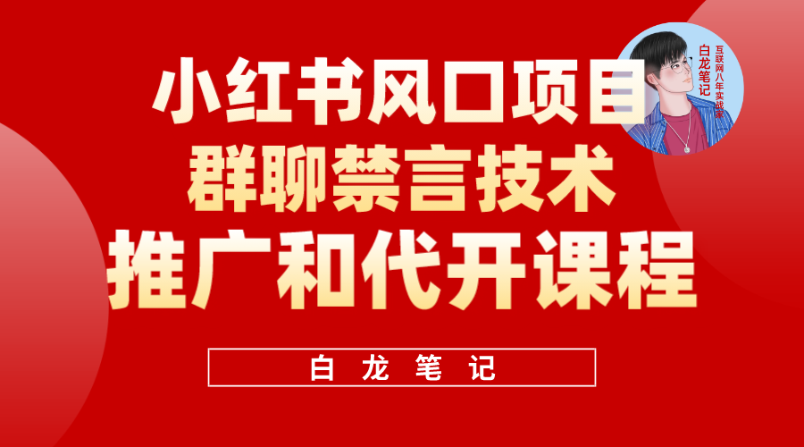 小红书风口项目日入300 ，小红书群聊禁言技术代开项目，适合新手操作-小二项目网