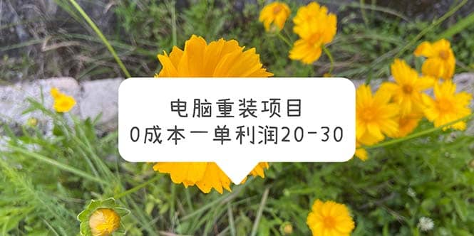 电脑系统重装项目，0成本一单利润20-30-小二项目网