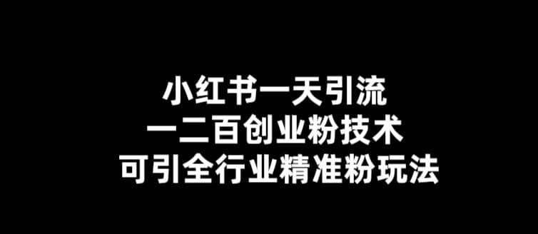 【引流必备】小红书一天引流一二百创业粉技术，可引全行业精准粉玩法-小二项目网