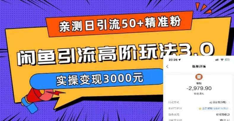 实测日引50 精准粉，闲鱼引流高阶玩法3.0，实操变现3000元-小二项目网