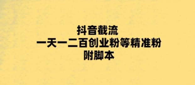 最新抖音截流玩法，一天轻松引流一二百创业精准粉-小二项目网