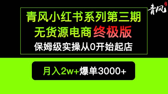 小红书无货源电商爆单终极版【视频教程 实战手册】保姆级实操从0起店爆单-小二项目网