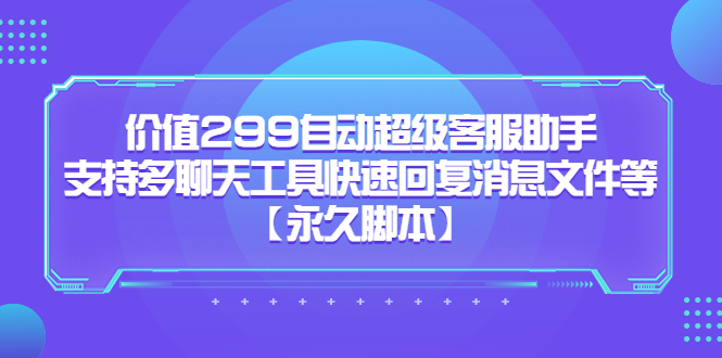 价值299自动超级客服助手，支持多聊天工具快速回复消息文件等-小二项目网