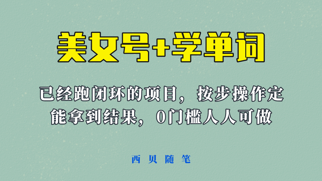 《美女号 学单词》玩法，信息差而已 课程拆开揉碎了和大家去讲 (教程 素材)-小二项目网