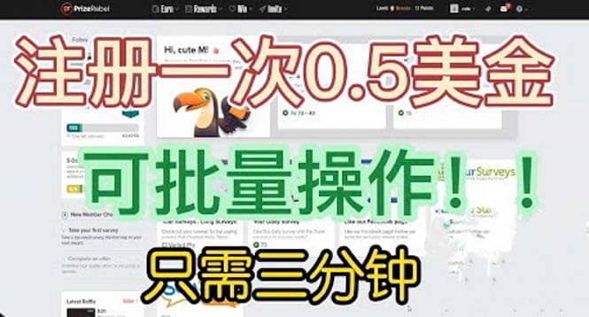 国外项目注册一次0.5美金 只需三分钟无脑操作 可批量放大 小白工作室福利-小二项目网