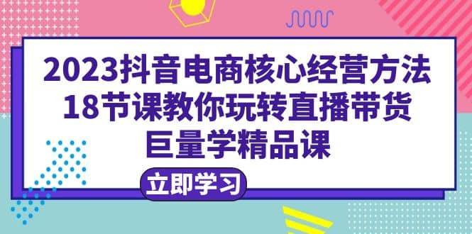 2023抖音电商核心经营方法：18节课教你玩转直播带货，巨量学精品课-小二项目网